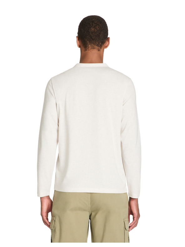 Celio Krémové pánske tričko s dlhým rukávom Celio Fegetiml