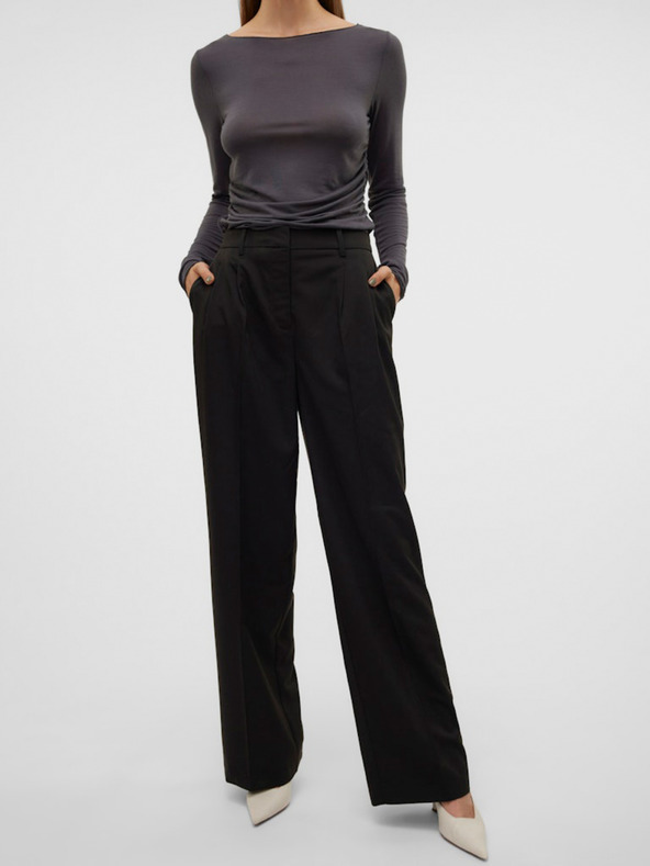 Vero Moda Čierne dámske nohavice so širokými nohavicami Vero Moda Nila