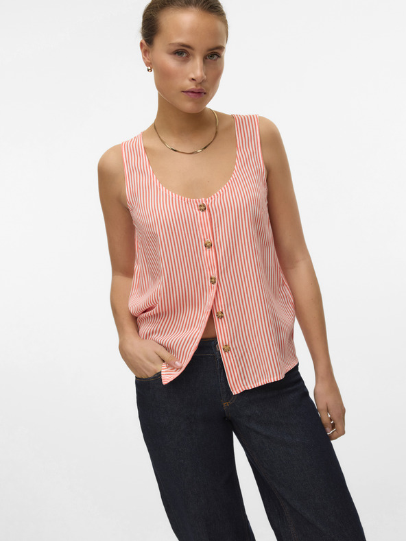 Vero Moda Bielo-oranžová dámska pruhovaná blúzka Vero Moda
