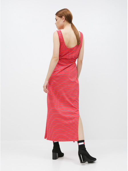 Vero Moda Červené pruhované základné maxi šaty s gombíkmi a rozparky VERO MODA Daina