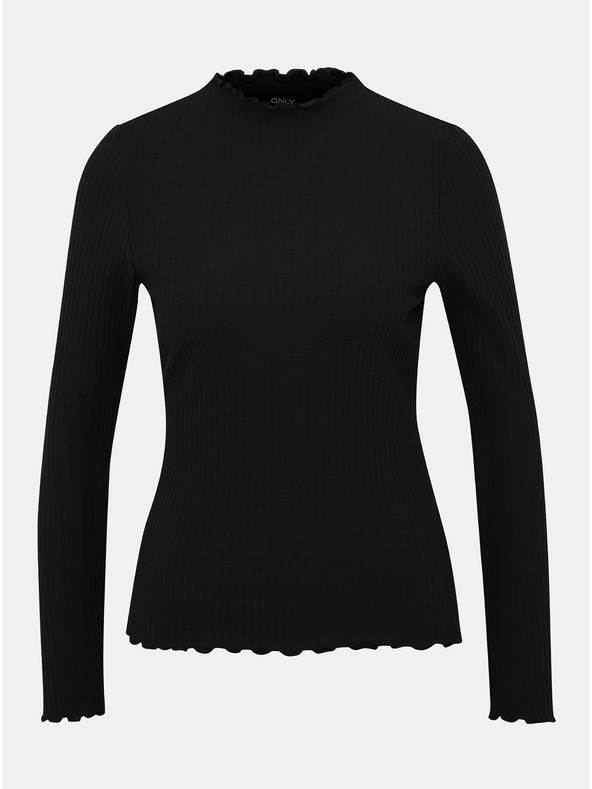 ONLY Čierna rebrovaná košeľa ONLY Emma