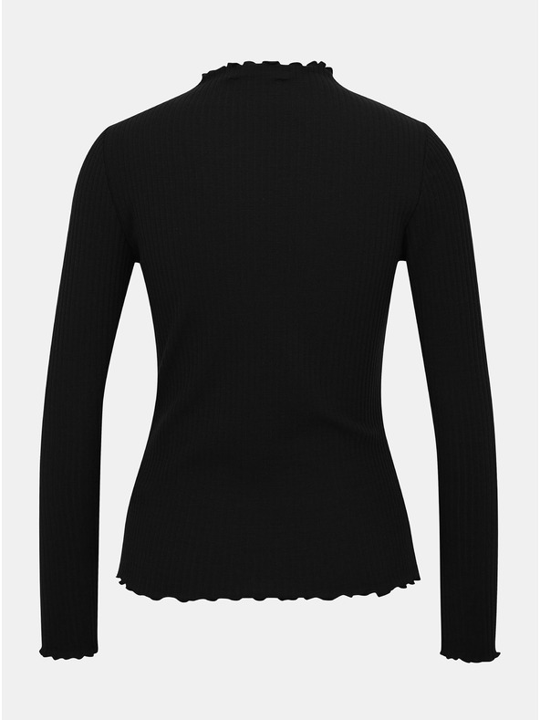ONLY Čierna rebrovaná košeľa ONLY Emma