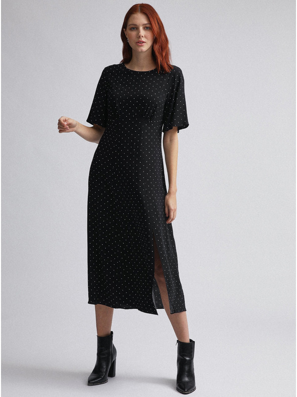 Dorothy Perkins Dorothy Perkins čierne bodkované midi šaty