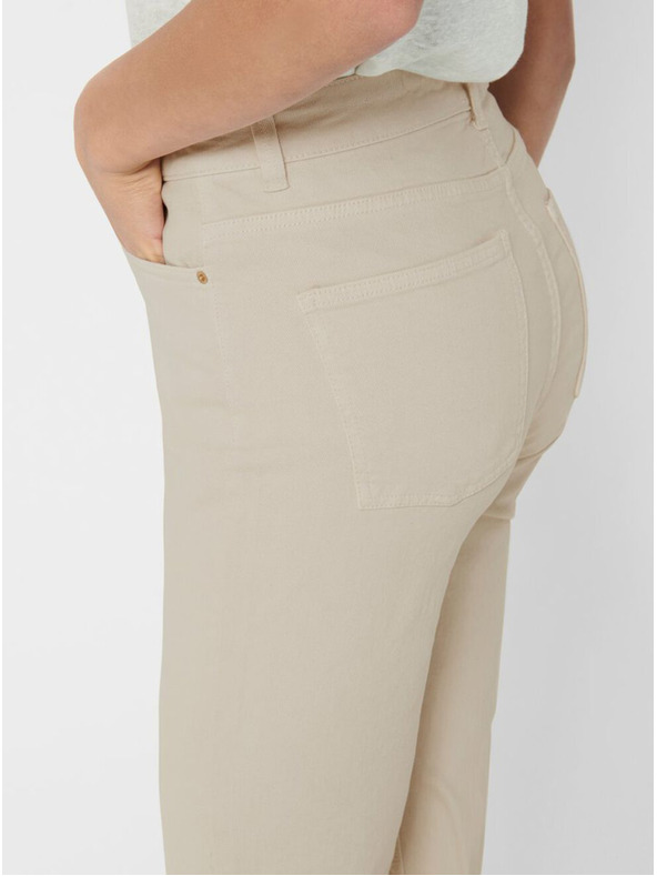 ONLY Béžové dámske skrátené džínsy rovného strihu ONLY Emily