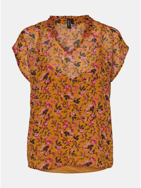 Vero Moda Horčicová kvetovaná blúzka VERO MODA Vilde