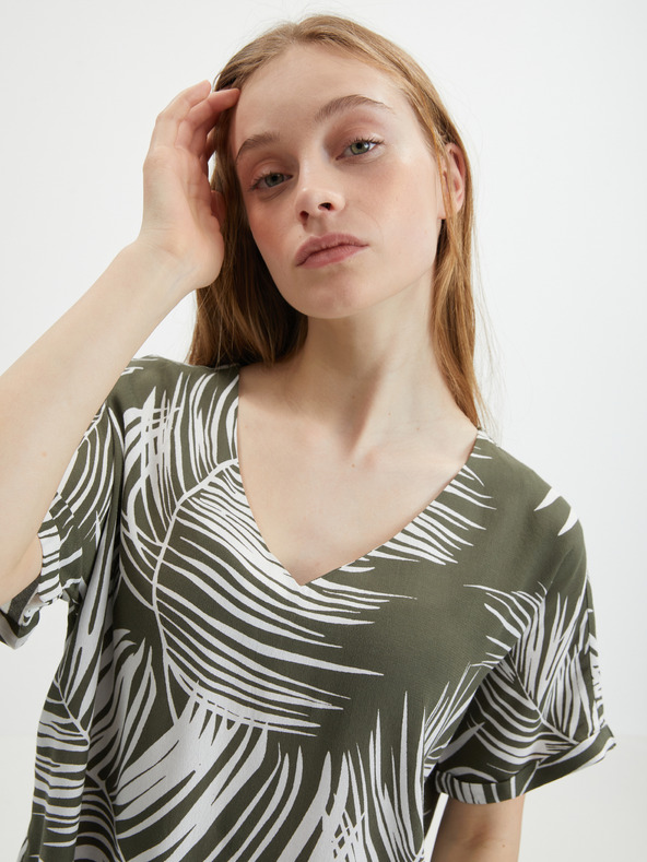 ONLY Khaki vzorovaná blúzka ONLY Augustina