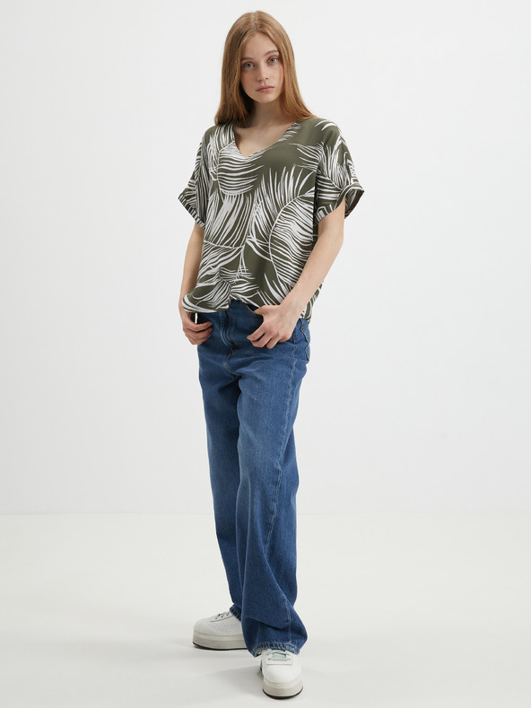 ONLY Khaki vzorovaná blúzka ONLY Augustina