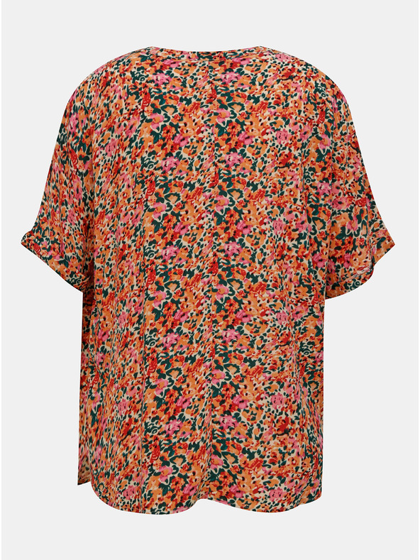 ONLY Ružovo-oranžová kvetovaná voľná blúzka ONLY Nova