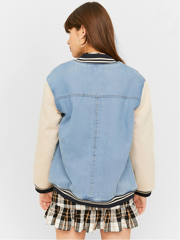 TALLY WEiJL Modrý dámsky džínsový bomber TALLY WEiJL