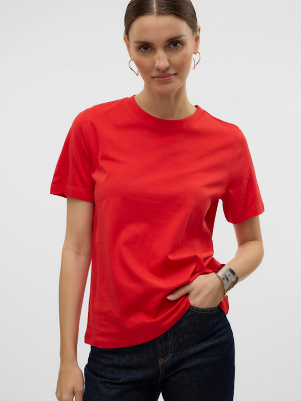 Vero Moda Červené dámske tričko Vero Moda Paulina