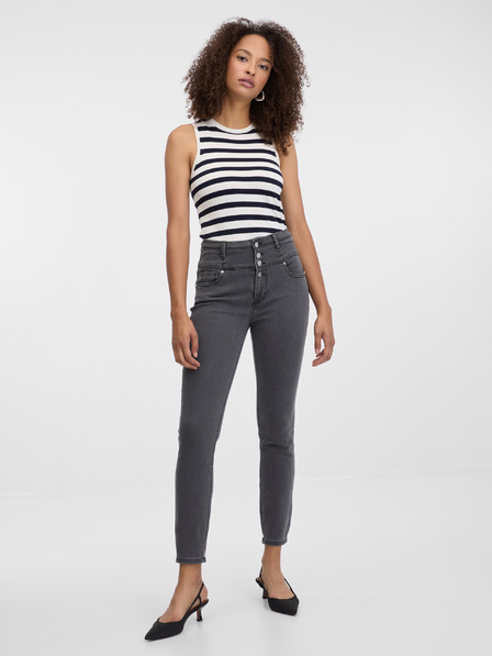 Orsay Tmavosivé dámske džínsy skinny fit ORSAY