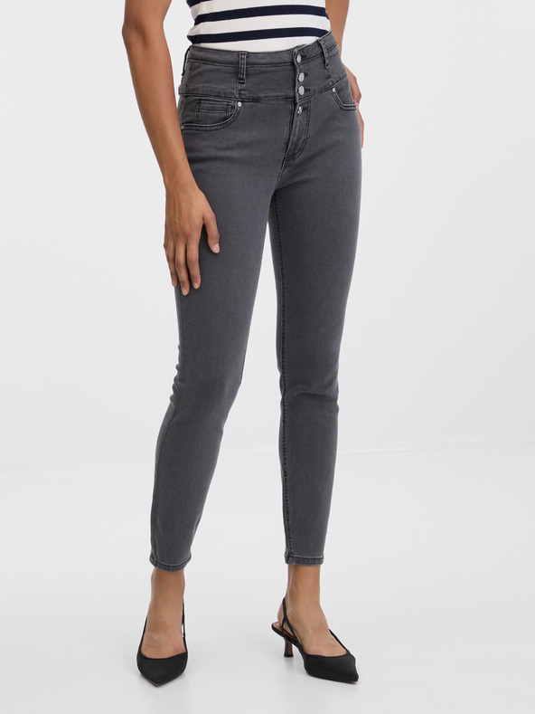 Orsay Tmavosivé dámske džínsy skinny fit ORSAY