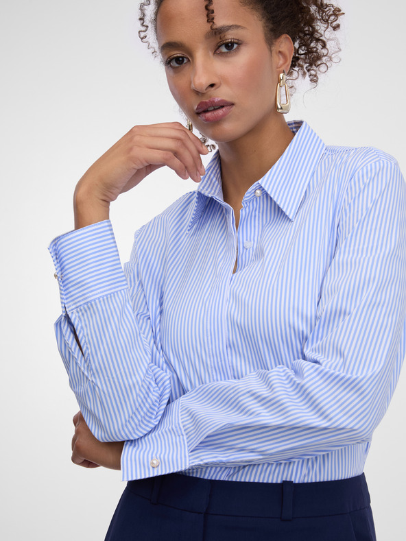 Orsay Svetlomodrá pruhovaná dámska košeľa ORSAY