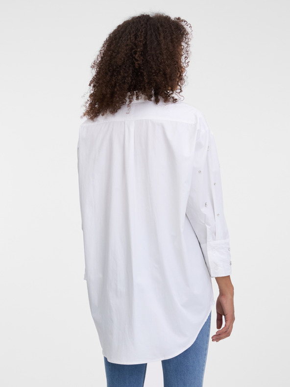 Orsay Biela dámska košeľa s kamienkami ORSAY