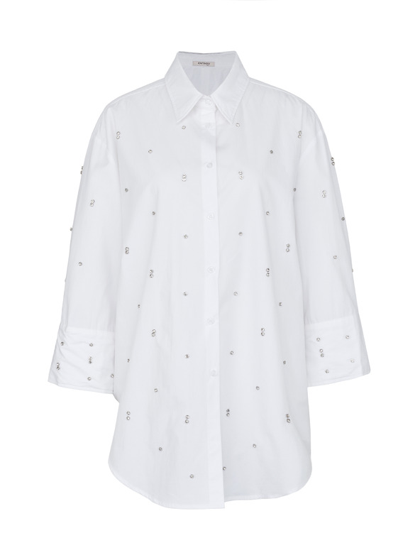 Orsay Biela dámska košeľa s kamienkami ORSAY