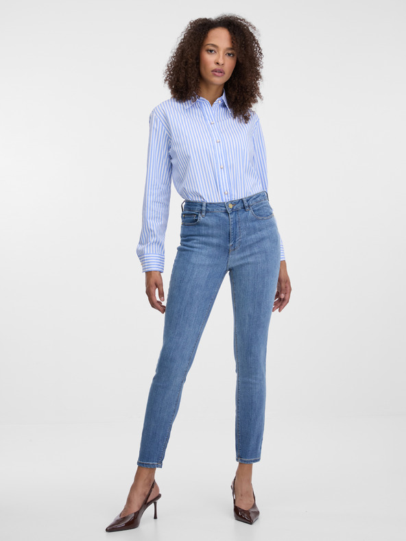 Orsay Svetlomodrá pruhovaná dámska košeľa ORSAY