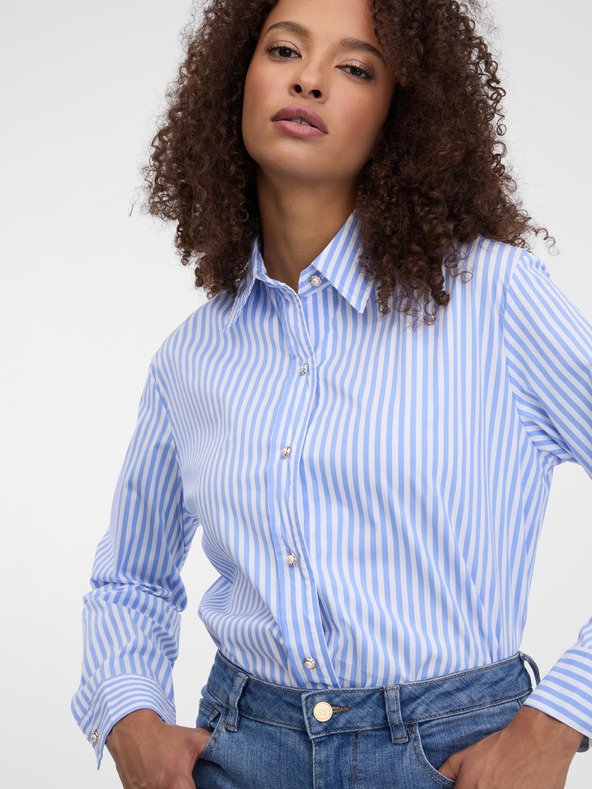 Orsay Svetlomodrá pruhovaná dámska košeľa ORSAY