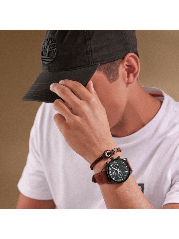 Timberland Pánsky hnedý kožený náramok Timberland TDAGB0002502