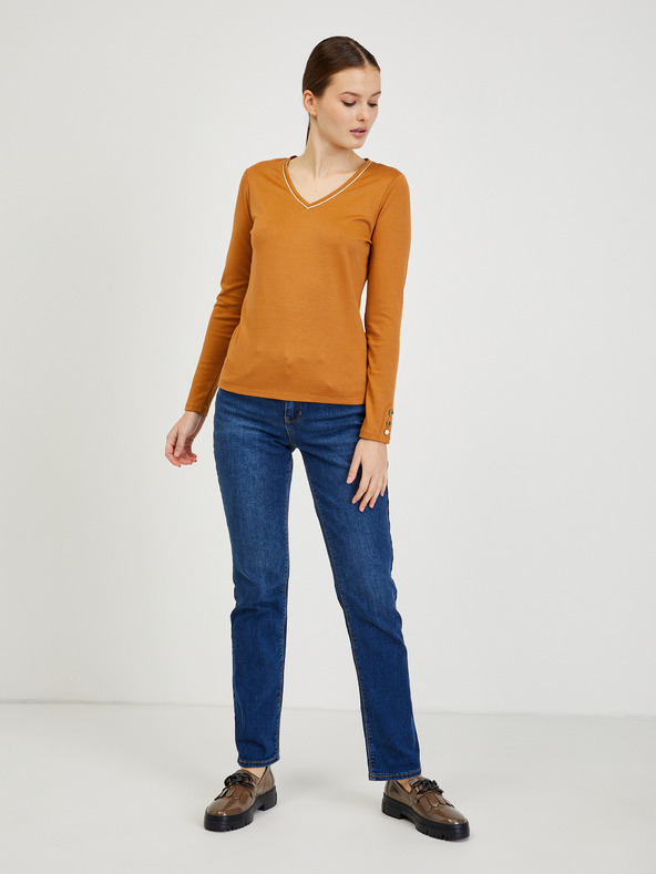 Orsay Hnedé dámske tričko s dlhým rukávom ORSAY