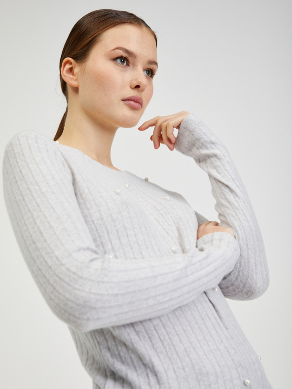 Orsay Svetlosivý dámsky rebrovaný sveter ORSAY