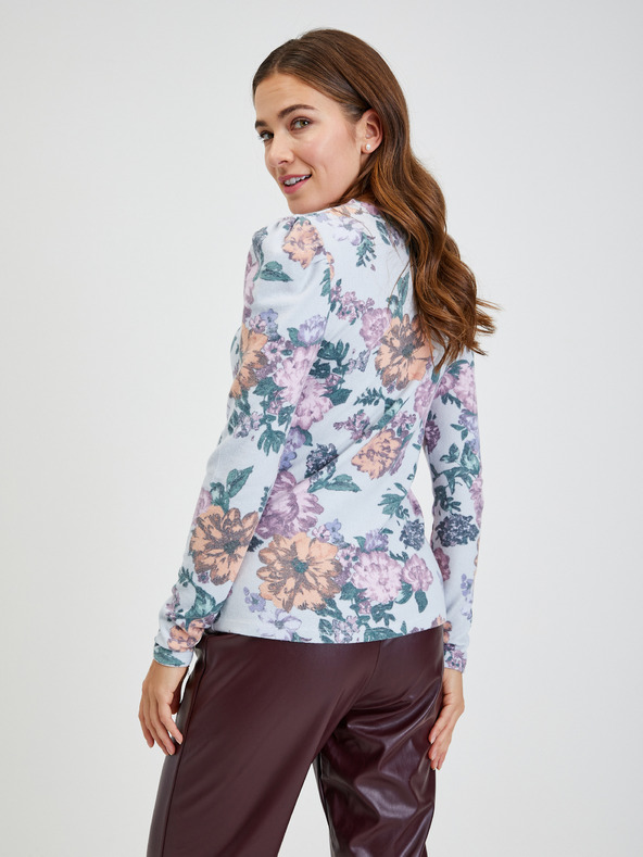 Orsay Svetlošedé dámske tričko s kvetmi ORSAY