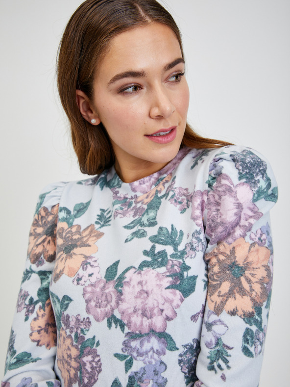 Orsay Svetlošedé dámske tričko s kvetmi ORSAY