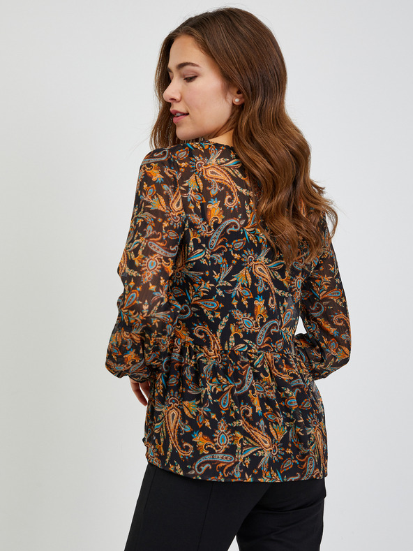 Orsay Hnedočierna dámska vzorovaná blúzka ORSAY