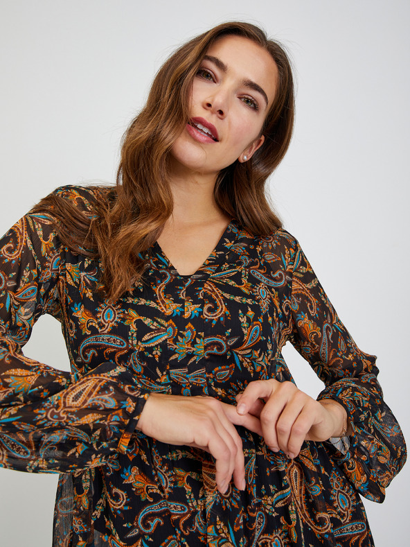 Orsay Hnedočierna dámska vzorovaná blúzka ORSAY