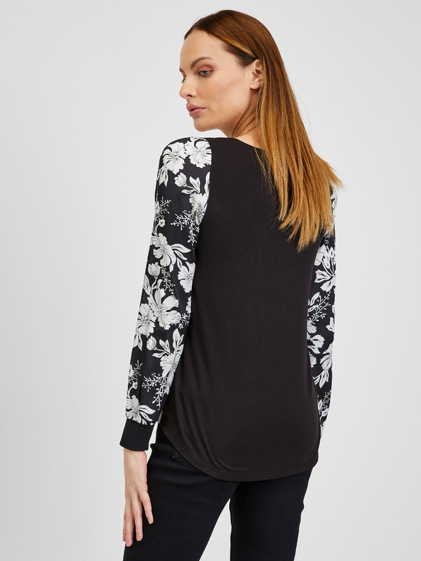 Orsay Bielo-čierna dámska kvetovaná blúzka ORSAY