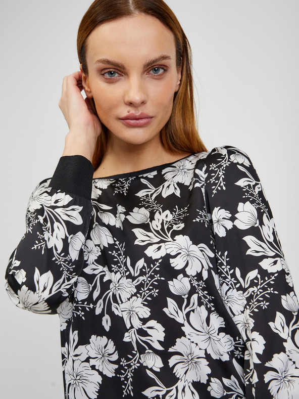 Orsay Bielo-čierna dámska kvetovaná blúzka ORSAY