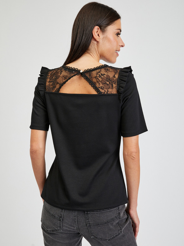 Orsay Čierne dámske tričko s rozparkom na chrbte ORSAY