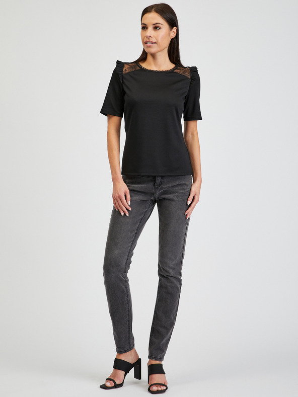 Orsay Čierne dámske tričko s rozparkom na chrbte ORSAY