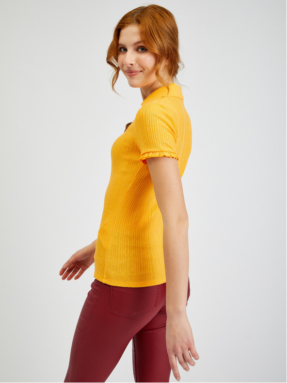 Orsay Žlté dámske rebrované polo tričko ORSAY