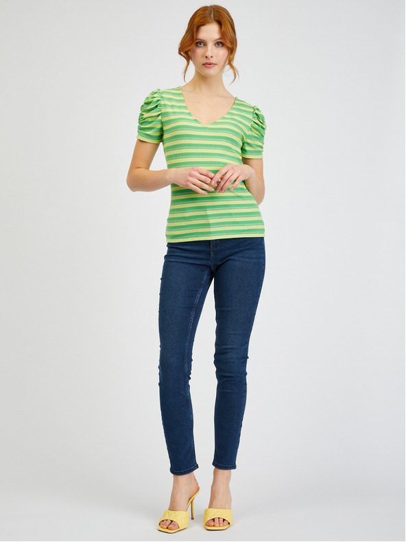 Orsay Žltozelené dámske pruhované tričko ORSAY