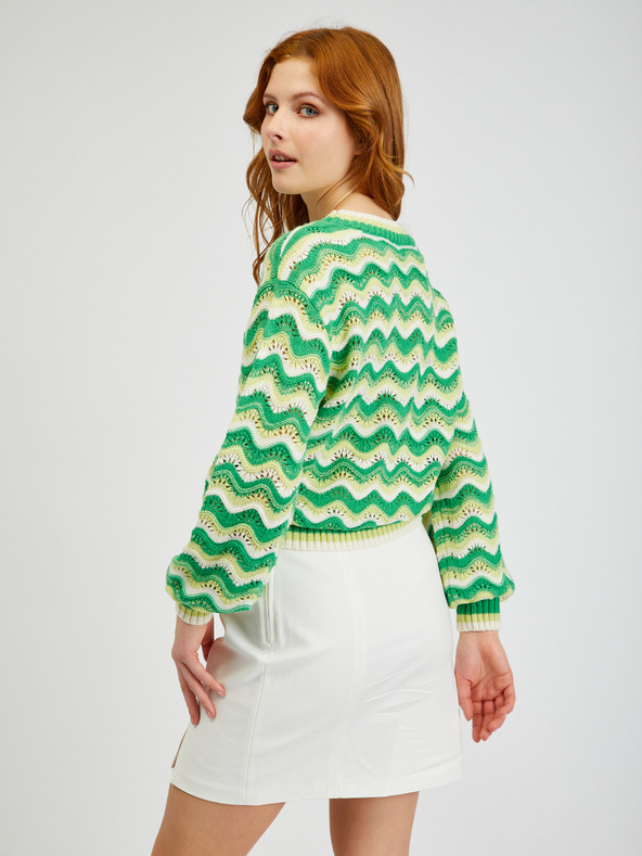 Orsay Žltozelený dámsky pruhovaný sveter ORSAY