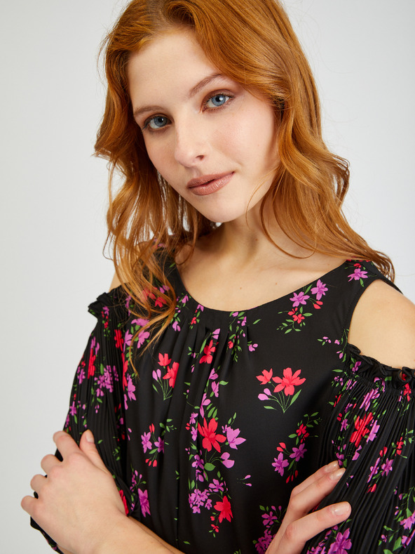 Orsay Čierna dámska kvetovaná blúzka ORSAY