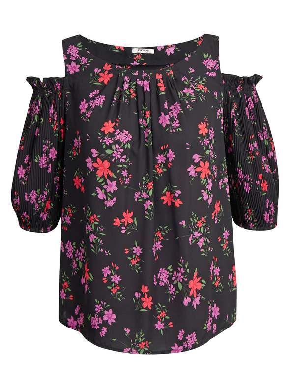 Orsay Čierna dámska kvetovaná blúzka ORSAY