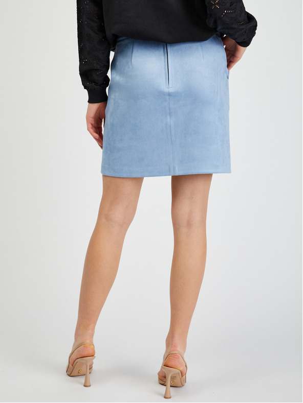 Orsay Svetlomodrá dámska sukňa zo semišu ORSAY