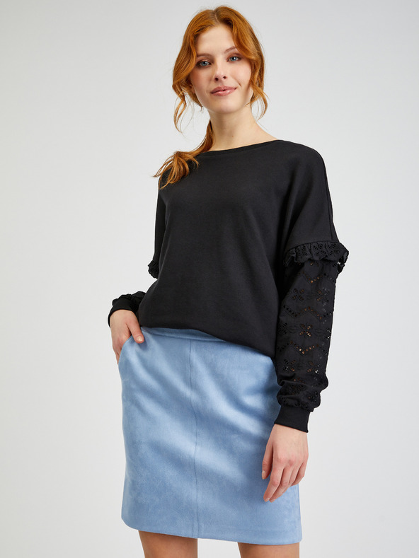 Orsay Svetlomodrá dámska sukňa zo semišu ORSAY