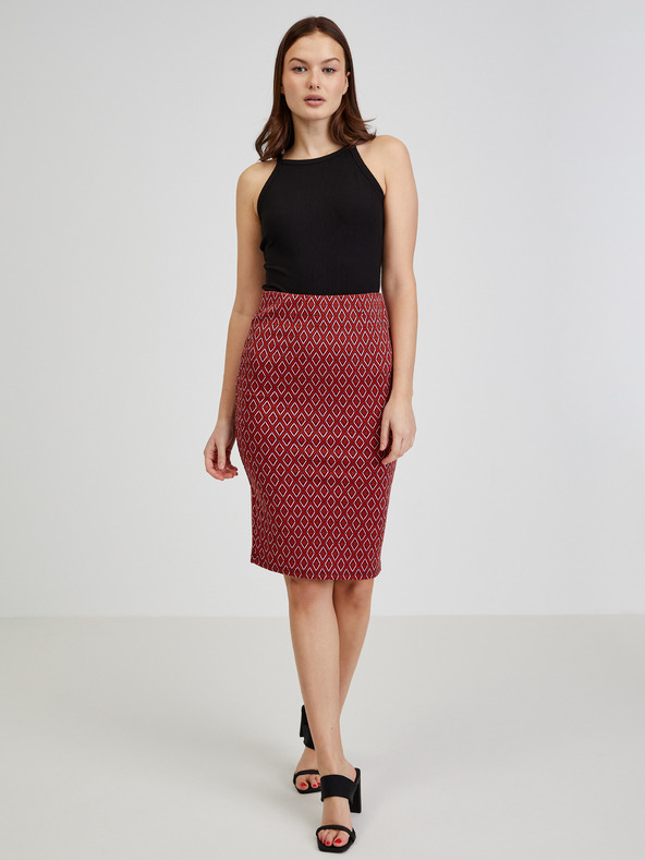 Orsay Červená dámska vzorovaná plášťová sukňa ORSAY