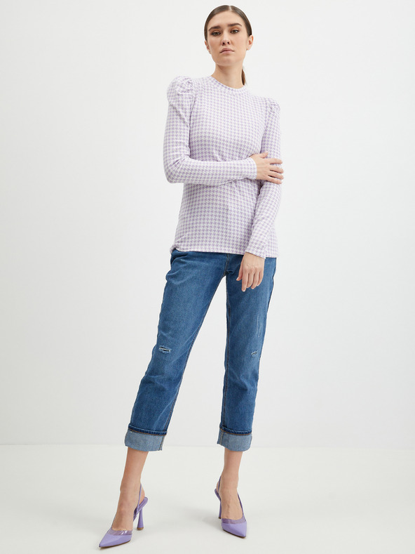 Orsay Svetlofialový dámsky ľahký károvaný sveter ORSAY