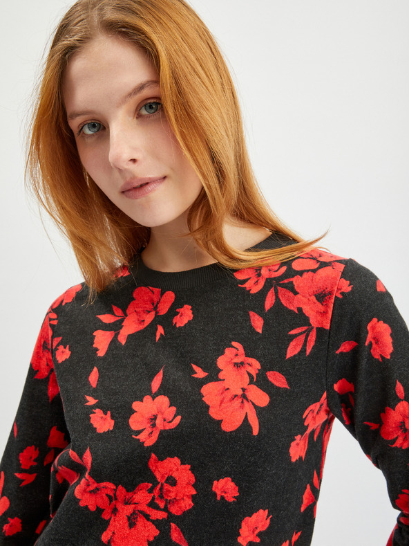 Orsay Červeno-čierna dámska kvetinová mikina ORSAY