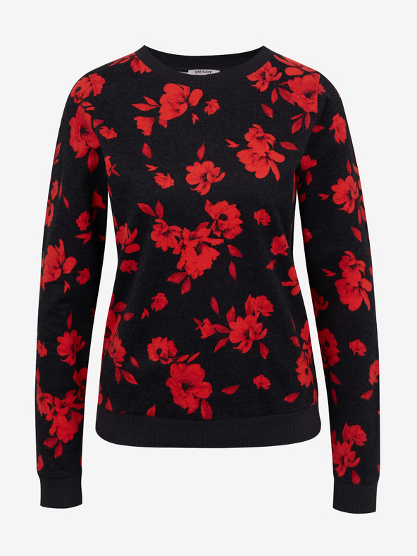 Orsay Červeno-čierna dámska kvetinová mikina ORSAY