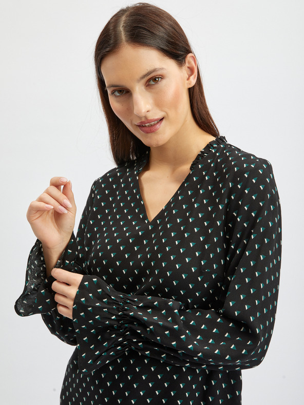 Orsay Čierna dámska vzorovaná blúzka ORSAY