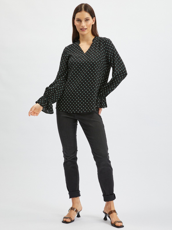 Orsay Čierna dámska vzorovaná blúzka ORSAY