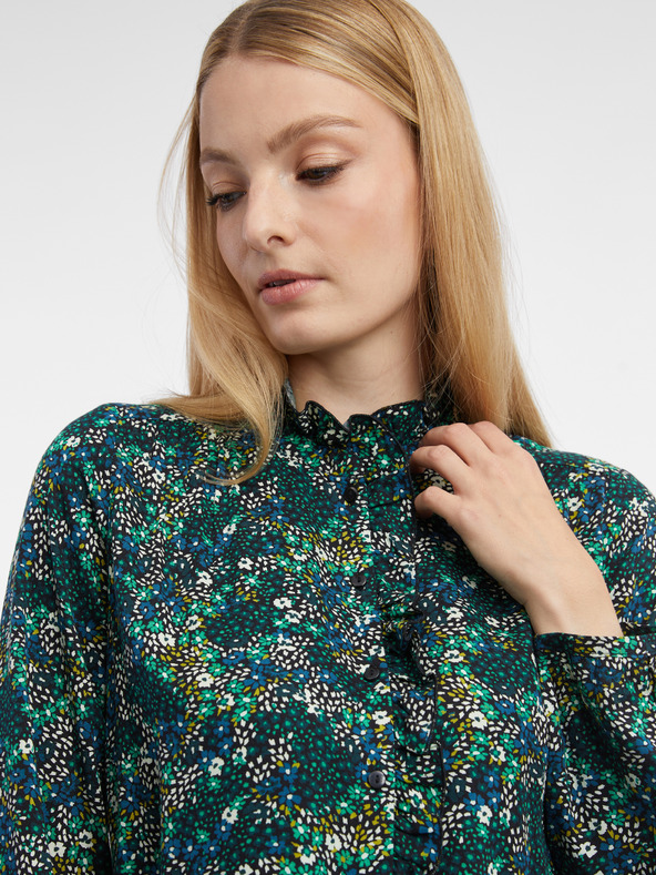 Orsay Tmavozelená dámska kvetinová blúzka ORSAY