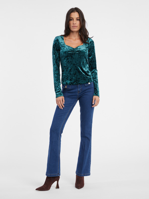 Orsay Petrolejový dámsky zamatový top ORSAY