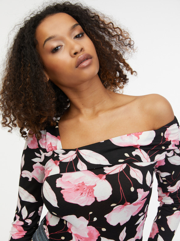 Orsay Ružovo-čierny dámsky kvetovaný top ORSAY