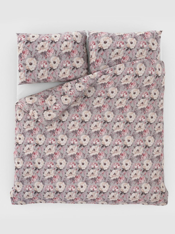 Kvalitex Francúzske predĺženékrepové posteľné obliečky 240x220, 70x90cm Ester sivá Kvalitex