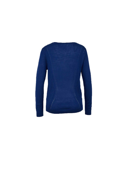 CAMAIEU Modrý vlnený basic sveter CAMAIEU
